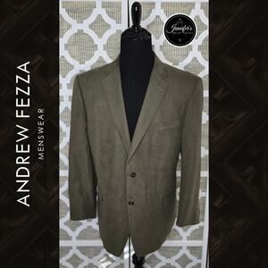 Andrew Fezza Men's Baxter Dark Green Faux Suede/Microfiber Sportscoat Size 48R